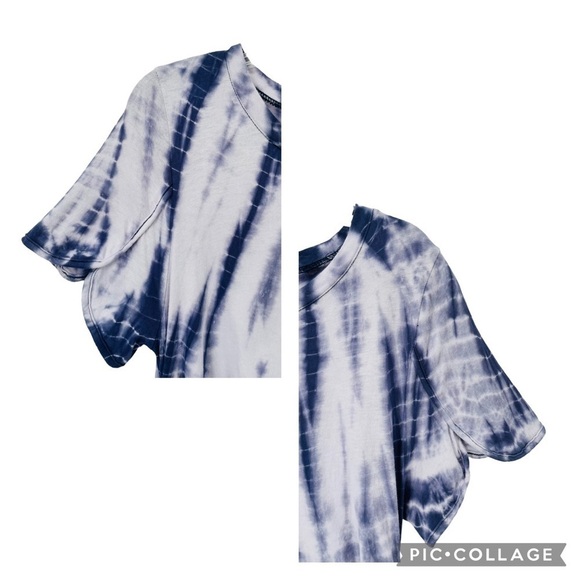 DG2 Diane Gilman Navy & White DG Downtime Tulip Sleeve Cinch Tee - Sz M - Picture 6 of 14